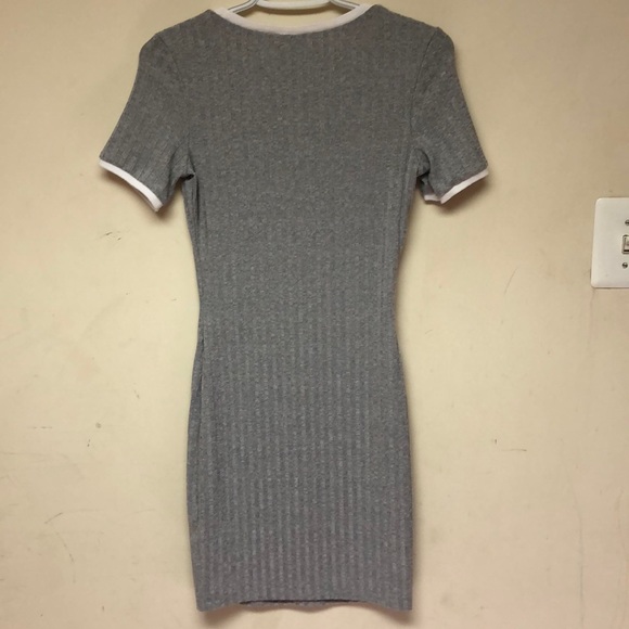 H&M Grey Mini Dress W/ White Trim Size 6 - Picture 5 of 8
